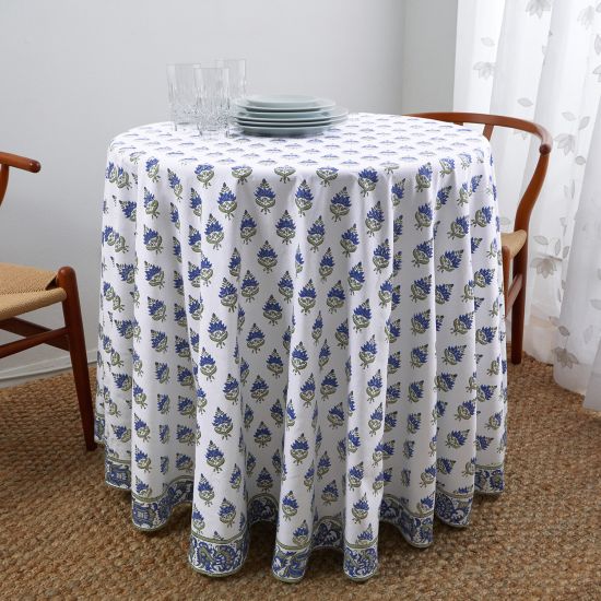 Blossom Round Tablecloth - Blue
